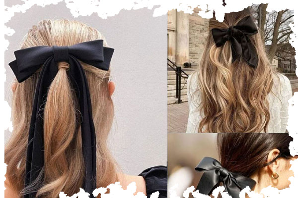 3. استایل مو با روبان طرح پاپیون