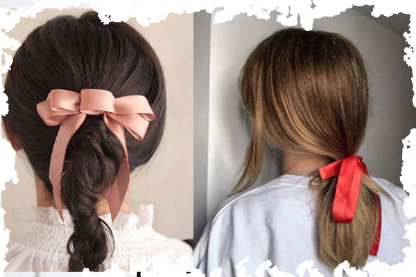 استایل مو کوتاه با روبان