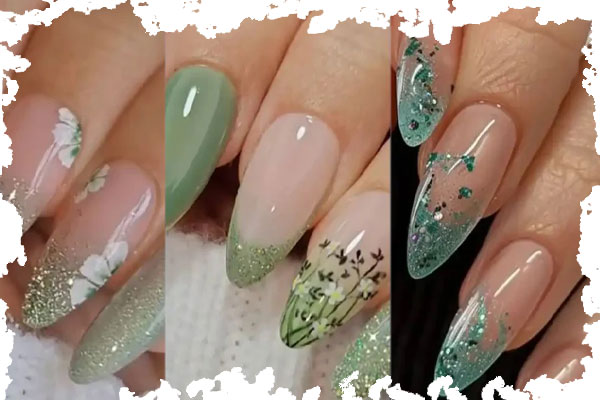 ناخن‌ های شفاف با جزئیات رنگی