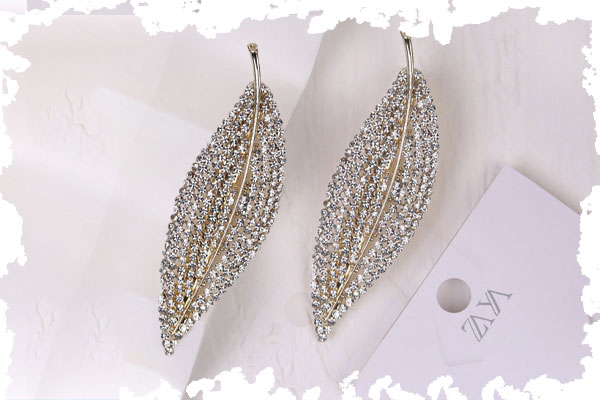 گیره مو نگینی مدل برگ زایا