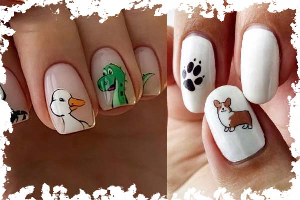 ۱۳. طراحی ناخن با تم حیوانات فانتزی