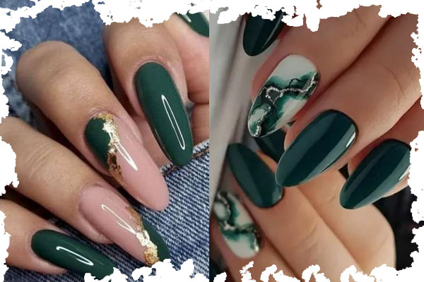 طراحی ناخن یلدایی سبز