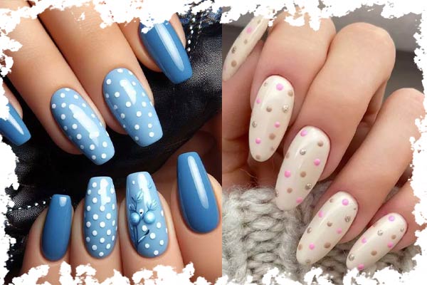 ۶. طراحی ناخن با تم نقاط پولکا