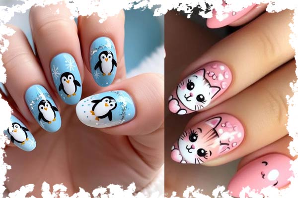 ۸. طراحی ناخن با تم حیوانات کارتونی