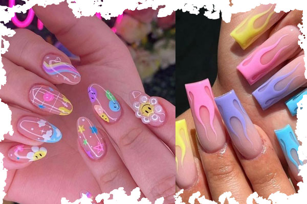 طراحی ناخن با رنگ های پاستلی