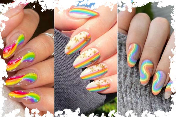 ۴. طراحی ناخن با تم رنگین ‌کمان