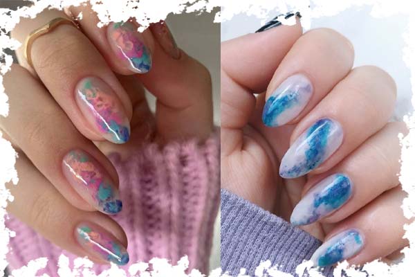 ۱۶. طراحی ناخن با تم نقاشی آبرنگی