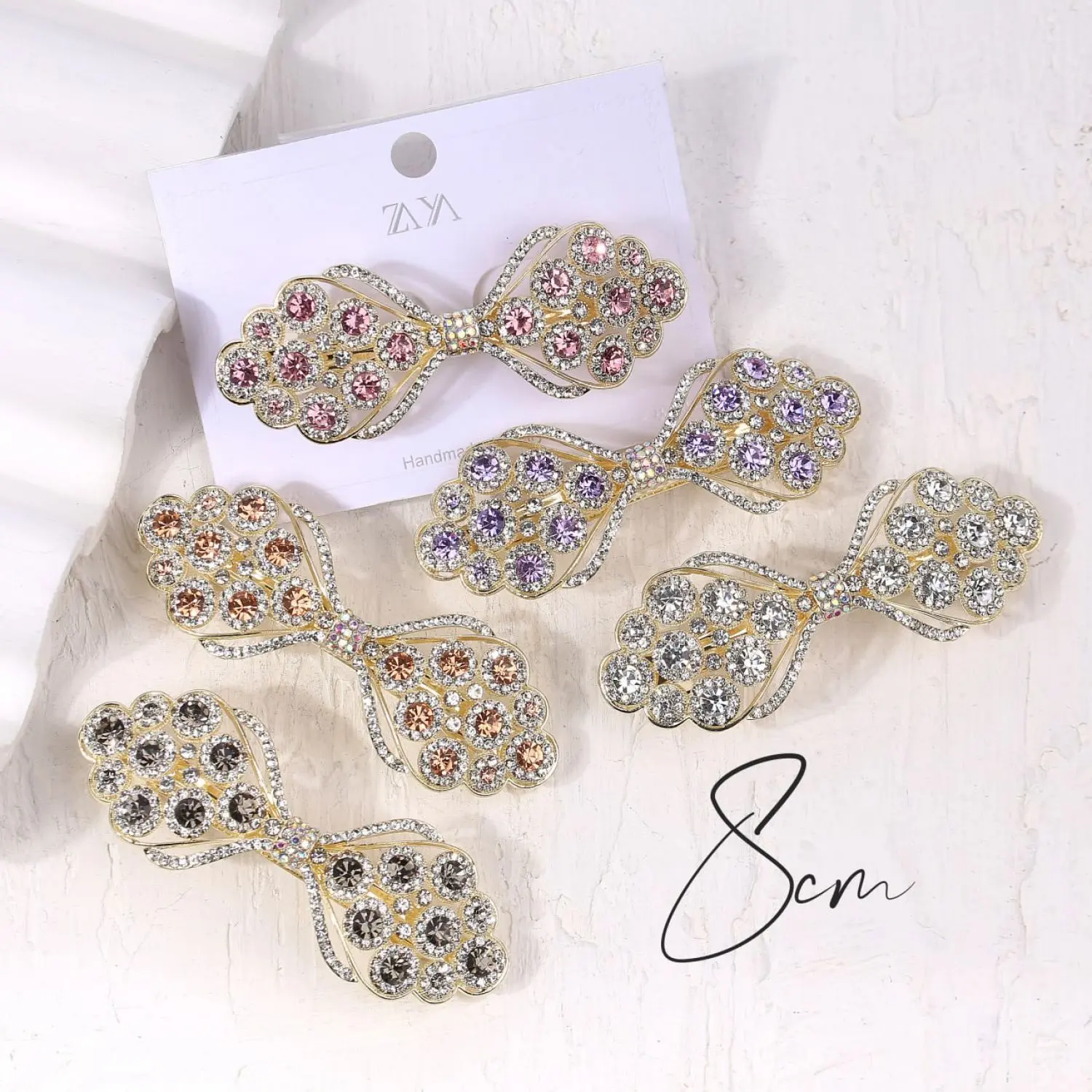 گیره فرانسوی نگین درشت مدل پاپیون