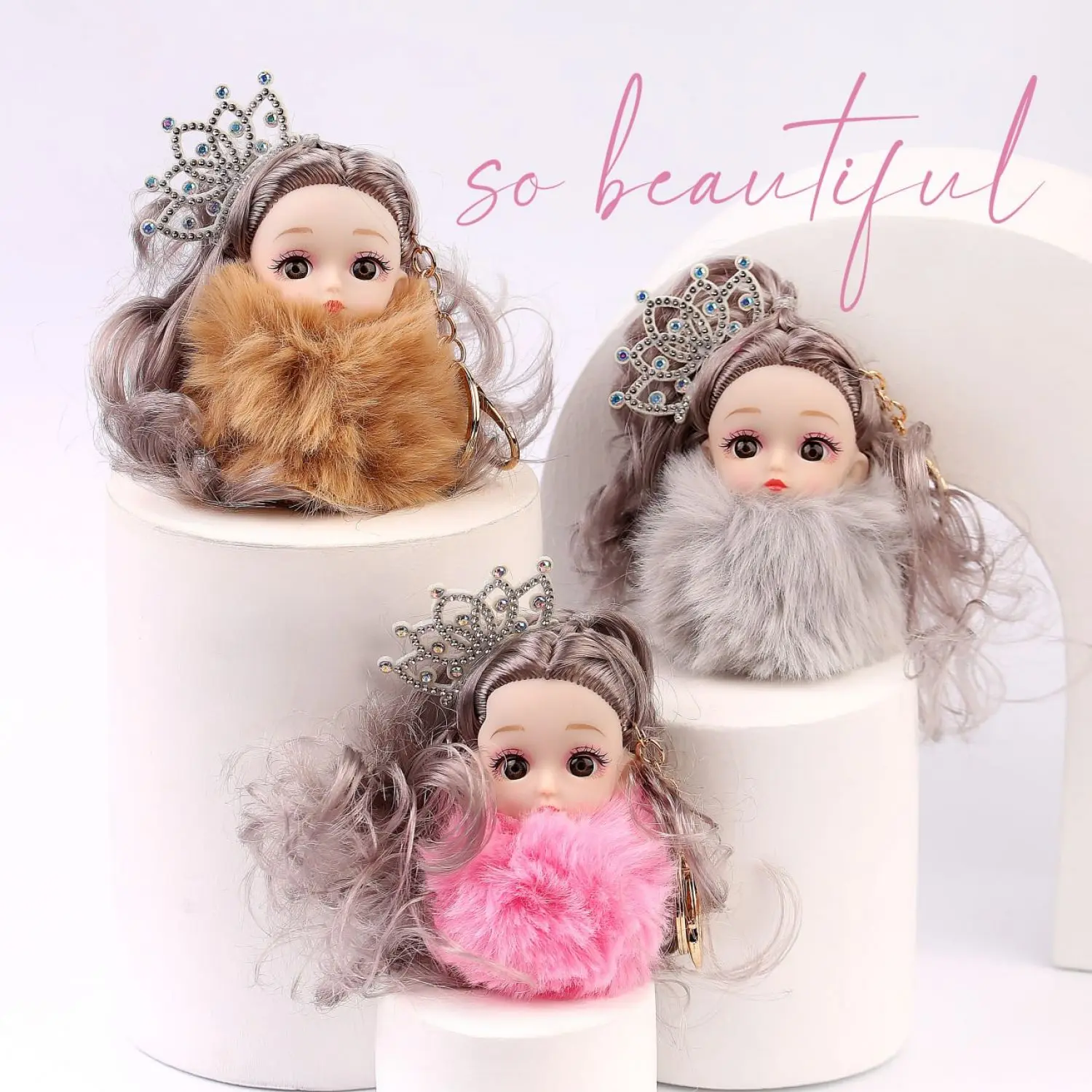 جاکلیدی عروسکی مدل مو بلند تاج دار